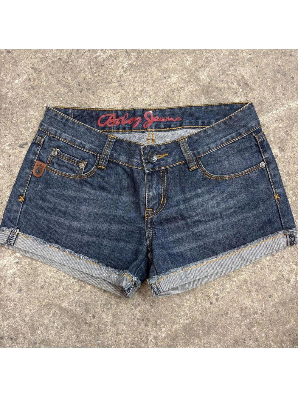 Women's Dark Blue Denim Roll-Cuff Shorts